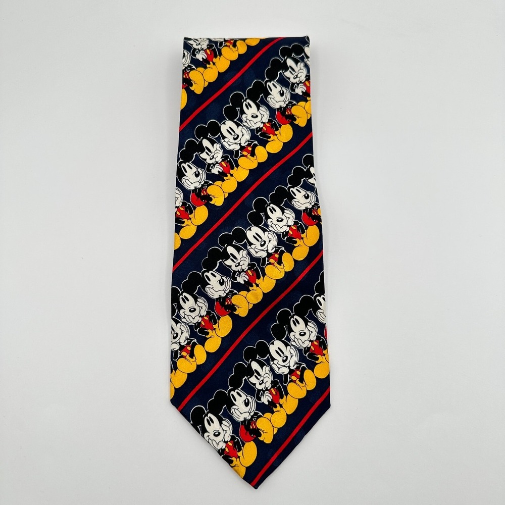 Vintage Mickey Inc. Mickey Mouse Necktie Mens Black Yellow Silk Classic Disney